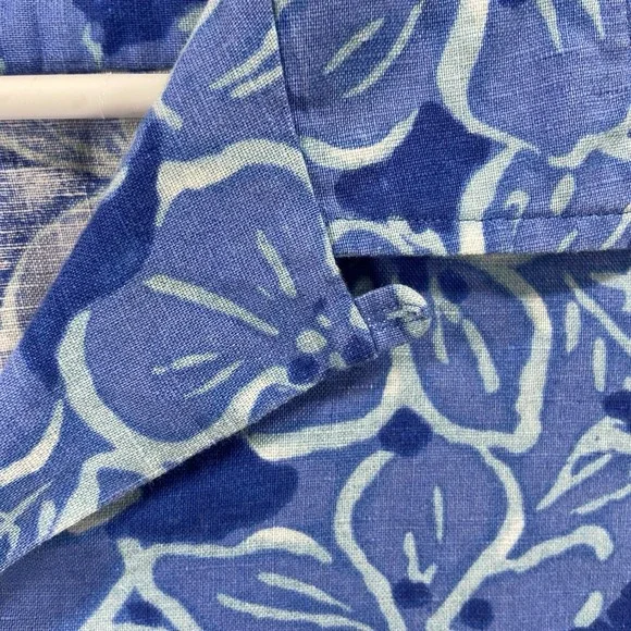 Polo Ralph Lauren Shirt men's XL Button Up Caldwell Floral Linen Loop Collar VTG - Picture 5 of 12